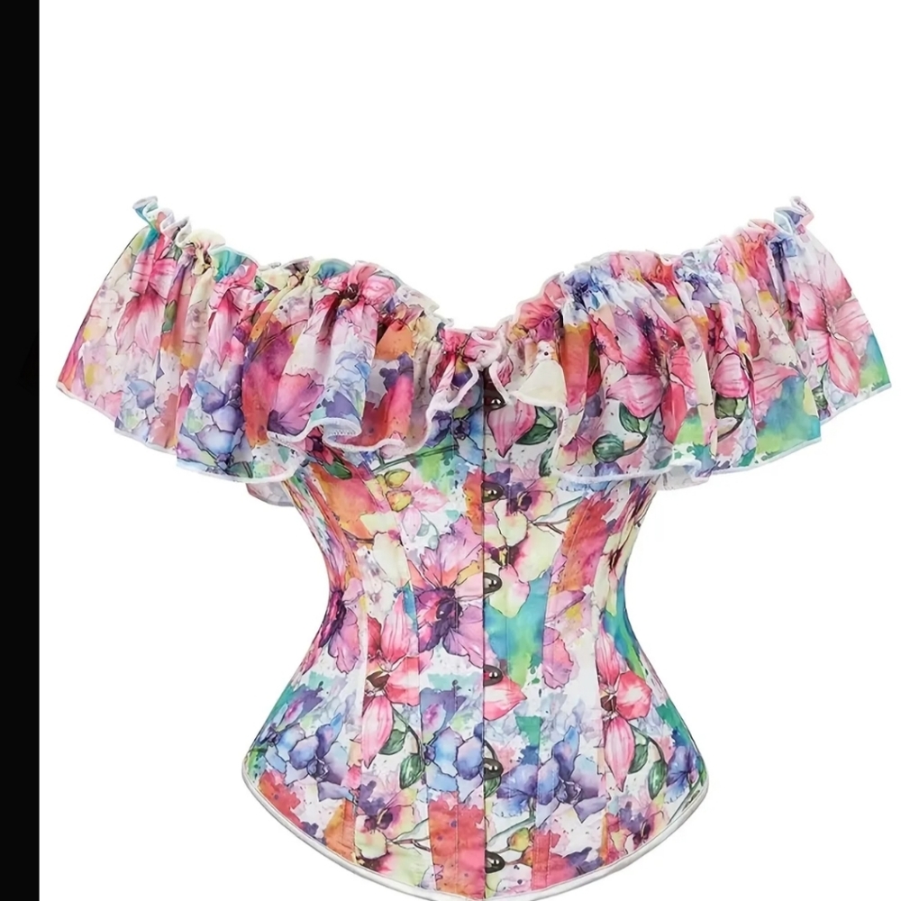 Ruffled Off-Shoulder Corset Top